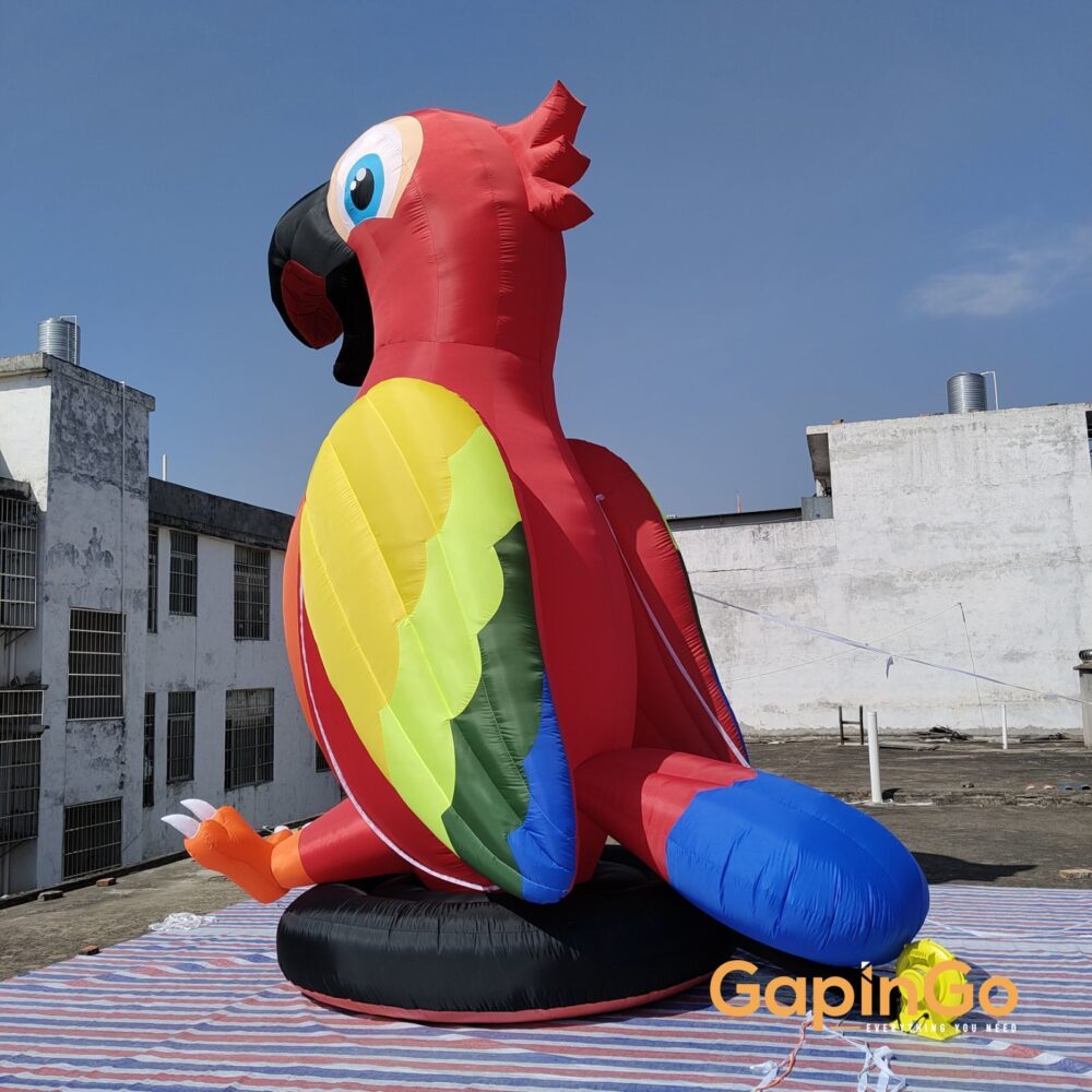Parrot Inflatable Outdoor Bird Model with Base Free Standing for Business Promotion