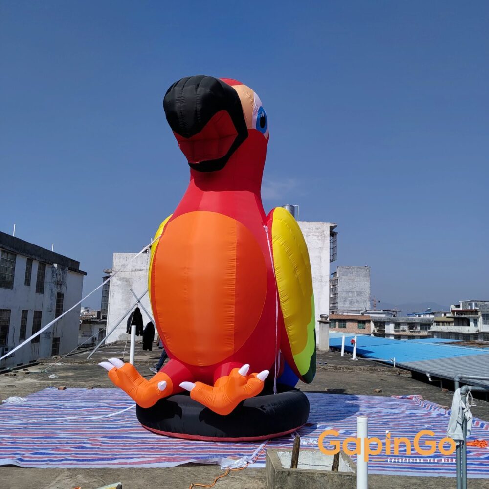 Parrot Inflatable Outdoor Bird Model with Base Free Standing for Business Promotion