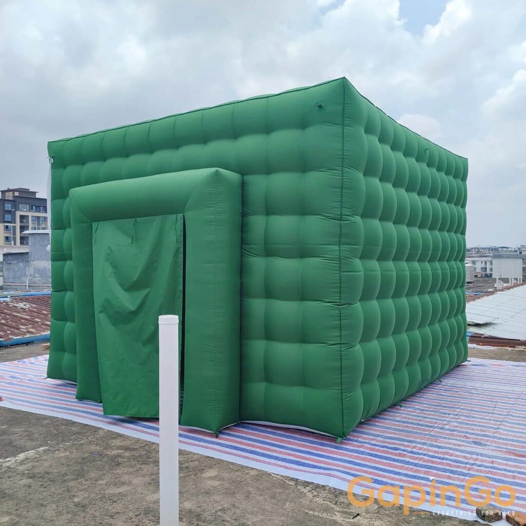 Double Layered Giant Green Inflatable Cube Tent For Wedding Party Large Marquee