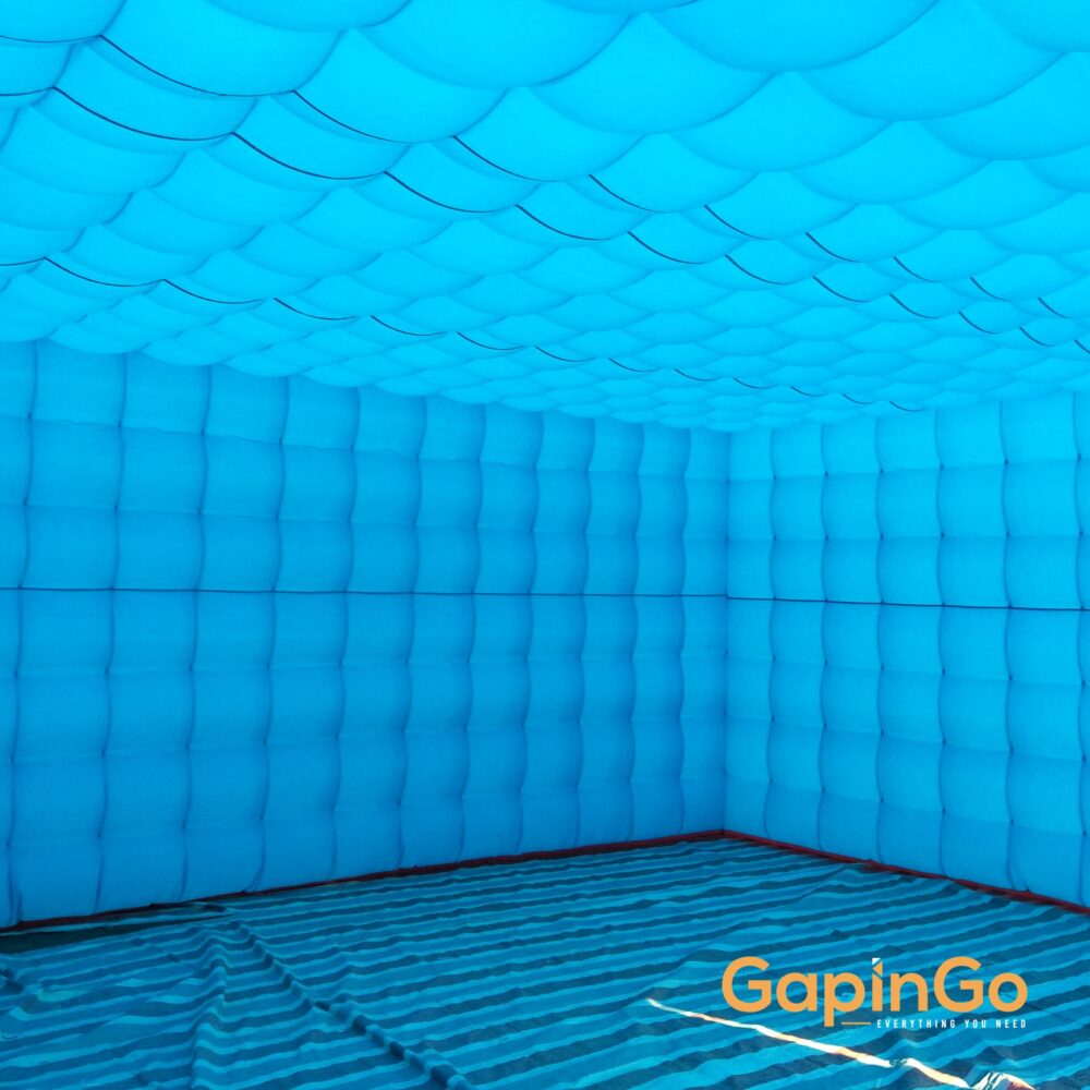 7x7m Luxurious Outdoor Inflatable Cube Tent,Blue VIP Lounge Tent,Marquee Cabinet Lawn Tent for Grand Banquet