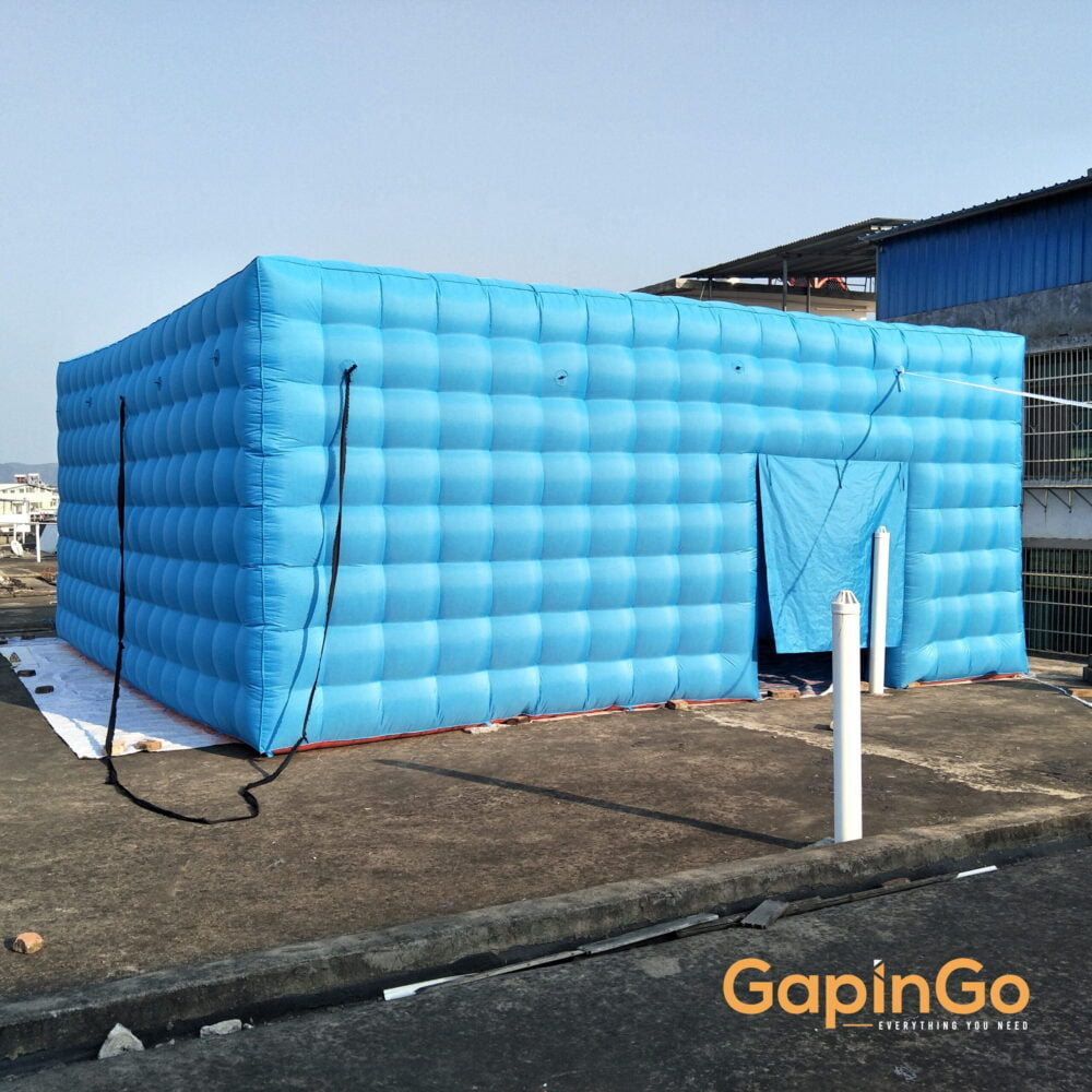 7x7m Luxurious Outdoor Inflatable Cube Tent,Blue VIP Lounge Tent,Marquee Cabinet Lawn Tent for Grand Banquet