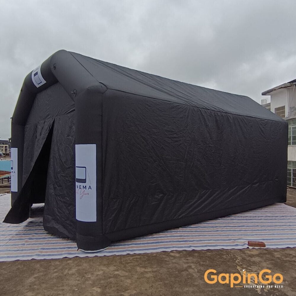 Giant Portable Tower Style Tunnel Film Marquee Inflatable Mobile Movie Theater VIP Cinema Lounge With Screen And Foldable Door