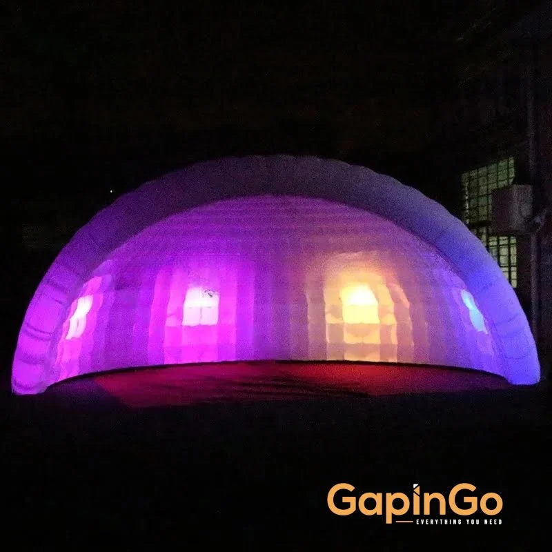 6M/19.7ft Inflatable Half Dome Tent With LED Lighting For Party Events / 6x3x4M Inflatable Marquee Tents