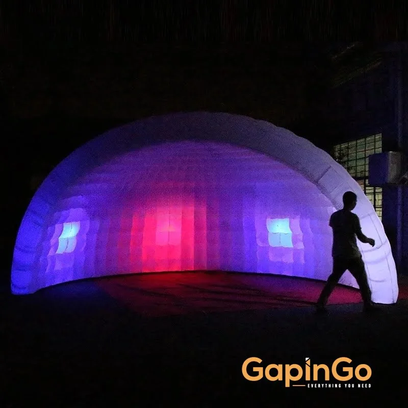 6M/19.7ft Inflatable Half Dome Tent With LED Lighting For Party Events / 6x3x4M Inflatable Marquee Tents