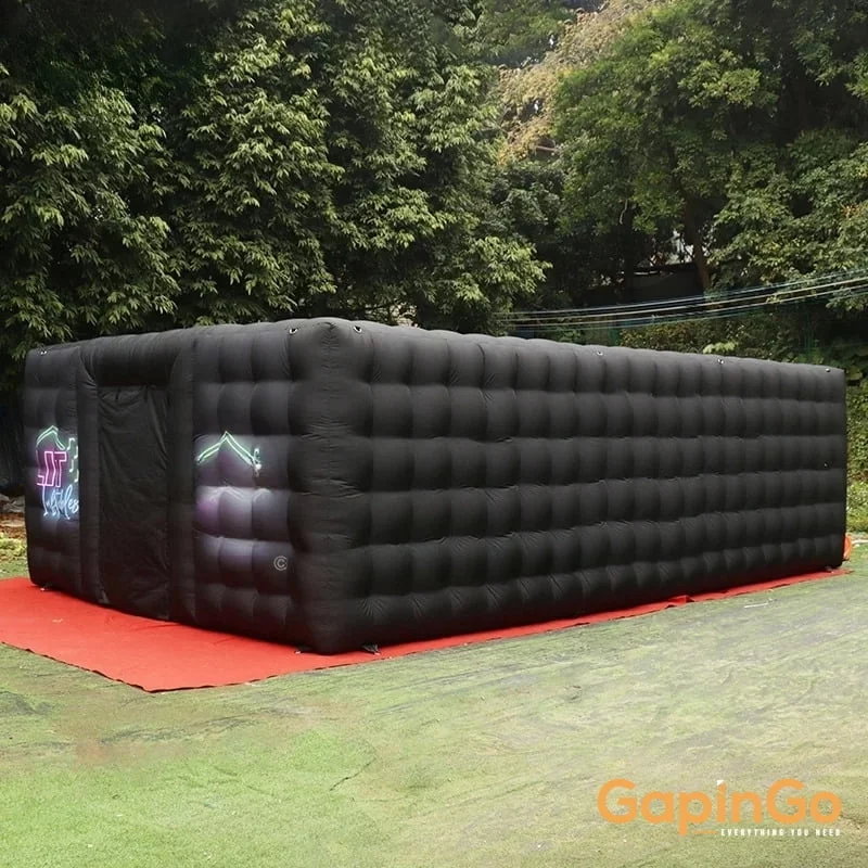 Inflatable Full Black Tent For Event Advertising Decoration Blow Up Move Hall Camping Canopy