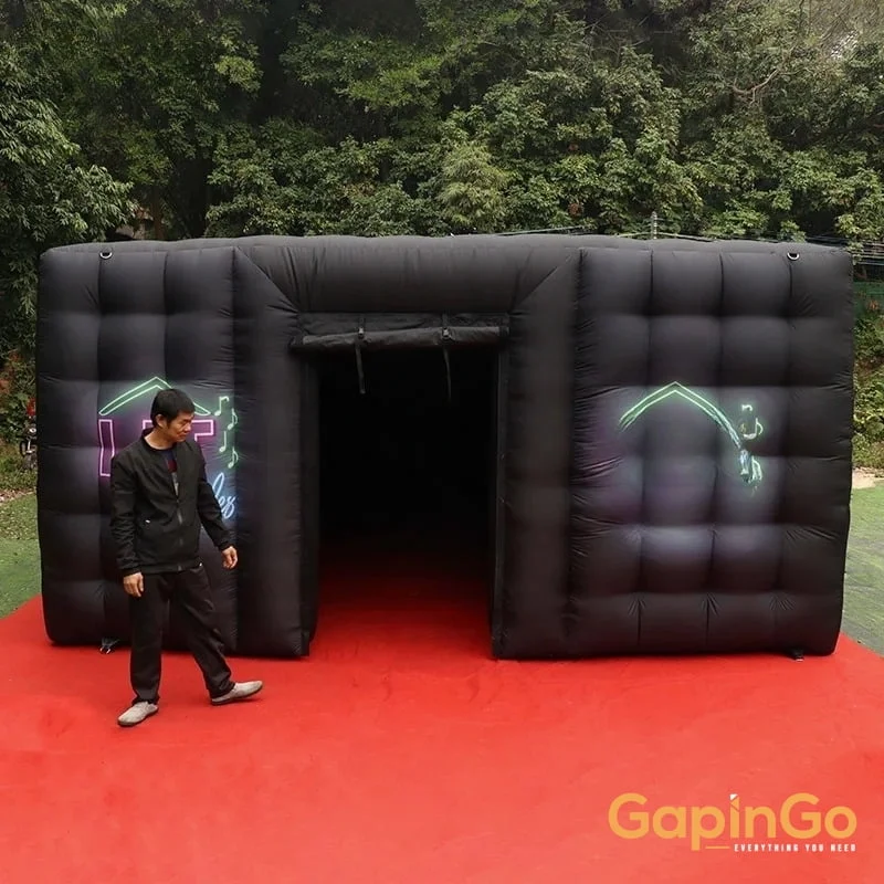 Inflatable Full Black Tent For Event Advertising Decoration Blow Up Move Hall Camping Canopy