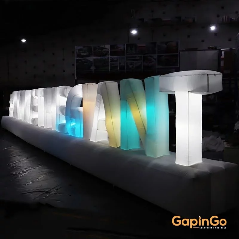 12.5x1.8 Meters Inflatable Advertising Letters Board With LED Lights For Decoration