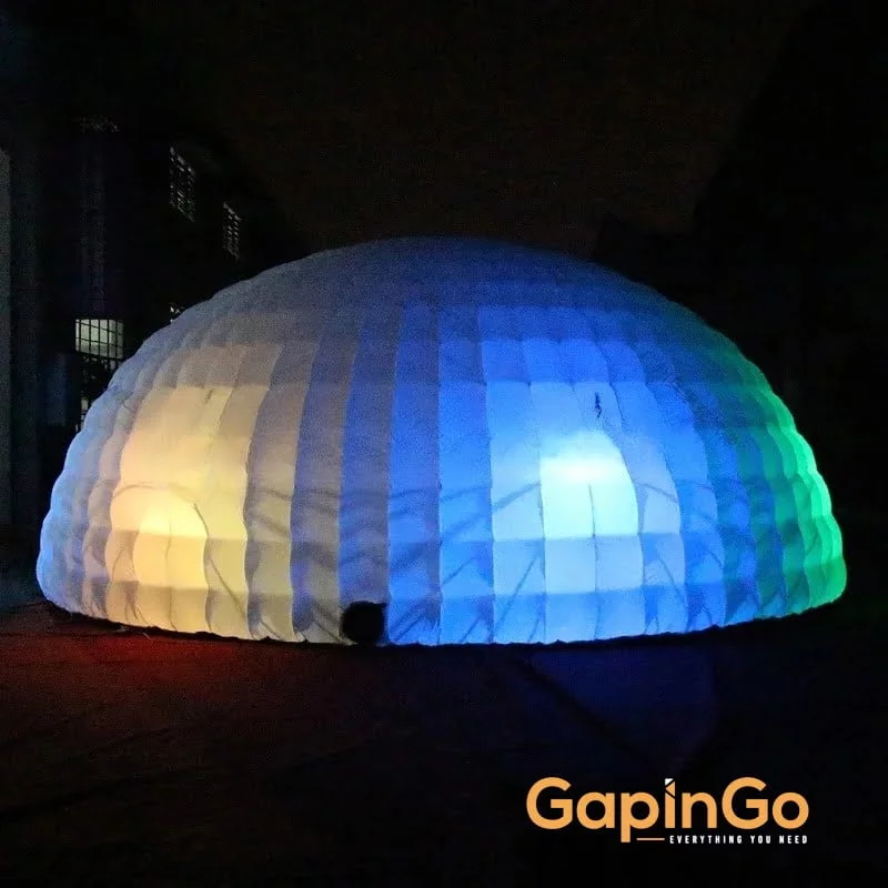 6M/19.7ft Inflatable Half Dome Tent With LED Lighting For Party Events / 6x3x4M Inflatable Marquee Tents