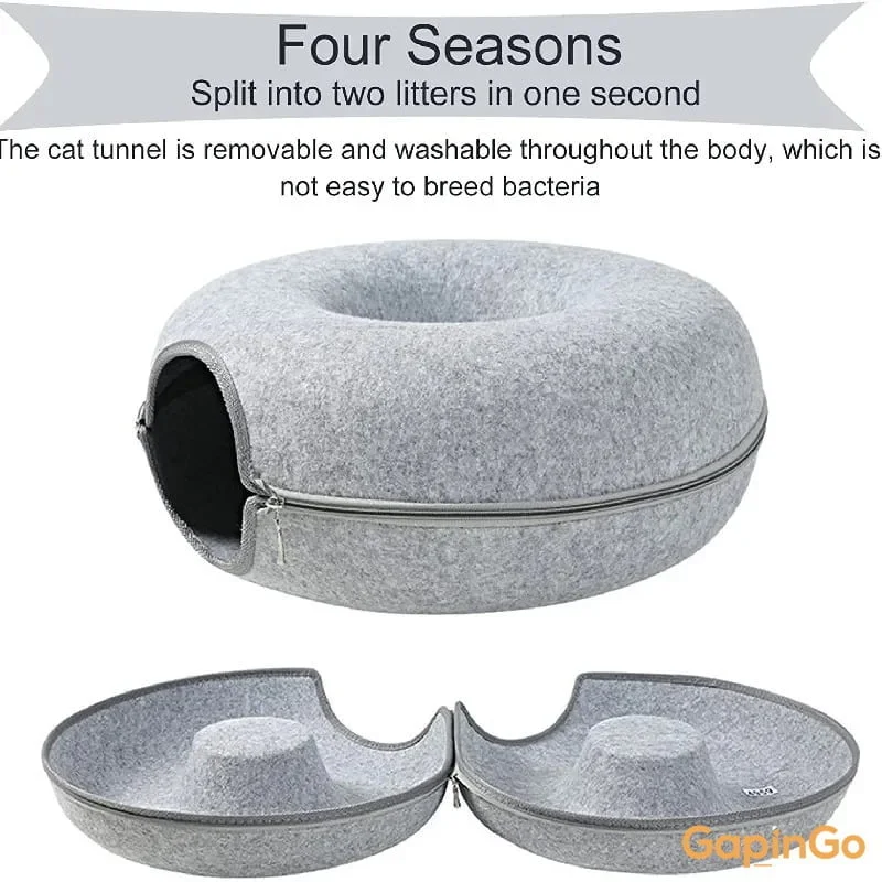 Donut Pet Cat Tunnel Interactive Bed Toy House Mat Cats Cushion Nest Sleeping Kitten Cave Puppy Home Bed Warm Donut Pet For Toys