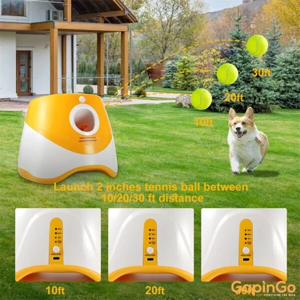Dog Tennis Launcher Automatic Pet Dogs Chase Toy Mini Tennis Throwing Pinball Machine Fun Interactive Throw Rechargable Catapult