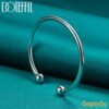 DOTEFFIL 925 Sterling Silver 4mm Smooth Solid Bead Bracelet Cufflinks Bangles For Women Man Wedding Engagement Party Jewelry