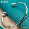 DOTEFFIL 925 Sterling Silver 4mm Smooth Solid Bead Bracelet Cufflinks Bangles For Women Man Wedding Engagement Party Jewelry