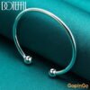 DOTEFFIL 925 Sterling Silver 4mm Smooth Solid Bead Bracelet Cufflinks Bangles For Women Man Wedding Engagement Party Jewelry
