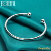 DOTEFFIL 925 Sterling Silver 4mm Smooth Solid Bead Bracelet Cufflinks Bangles For Women Man Wedding Engagement Party Jewelry