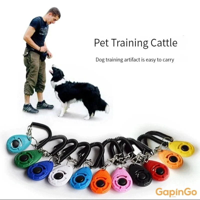 Pet Cat Dog Training Clicker Plastic New Dog Click Trainer Portable Auxiliary Adjustable Wristband Sound Key Chain Dog Supplies