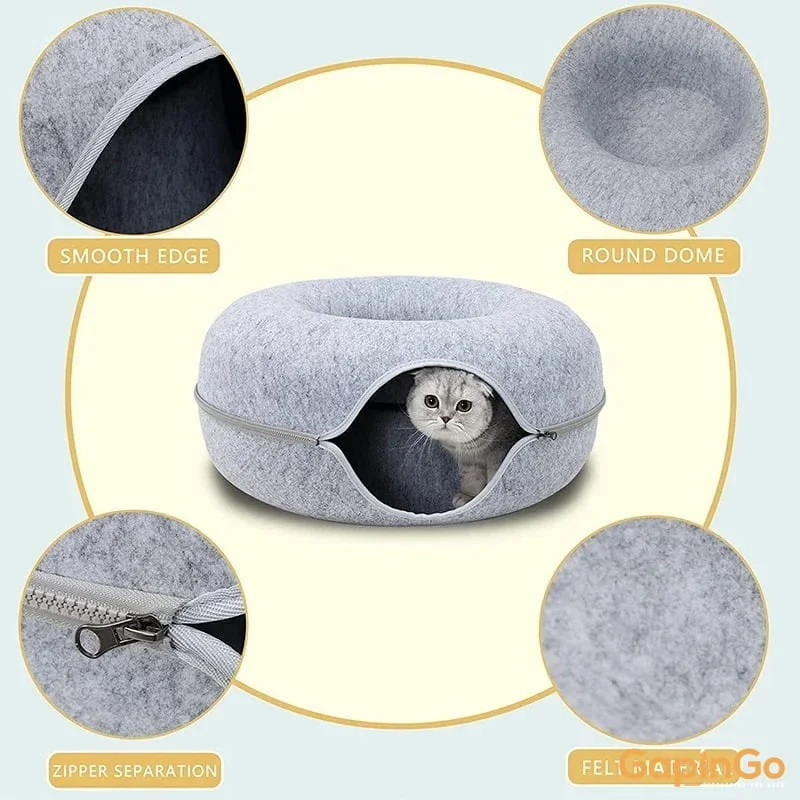 Donut Pet Cat Tunnel Interactive Bed Toy House Mat Cats Cushion Nest Sleeping Kitten Cave Puppy Home Bed Warm Donut Pet For Toys