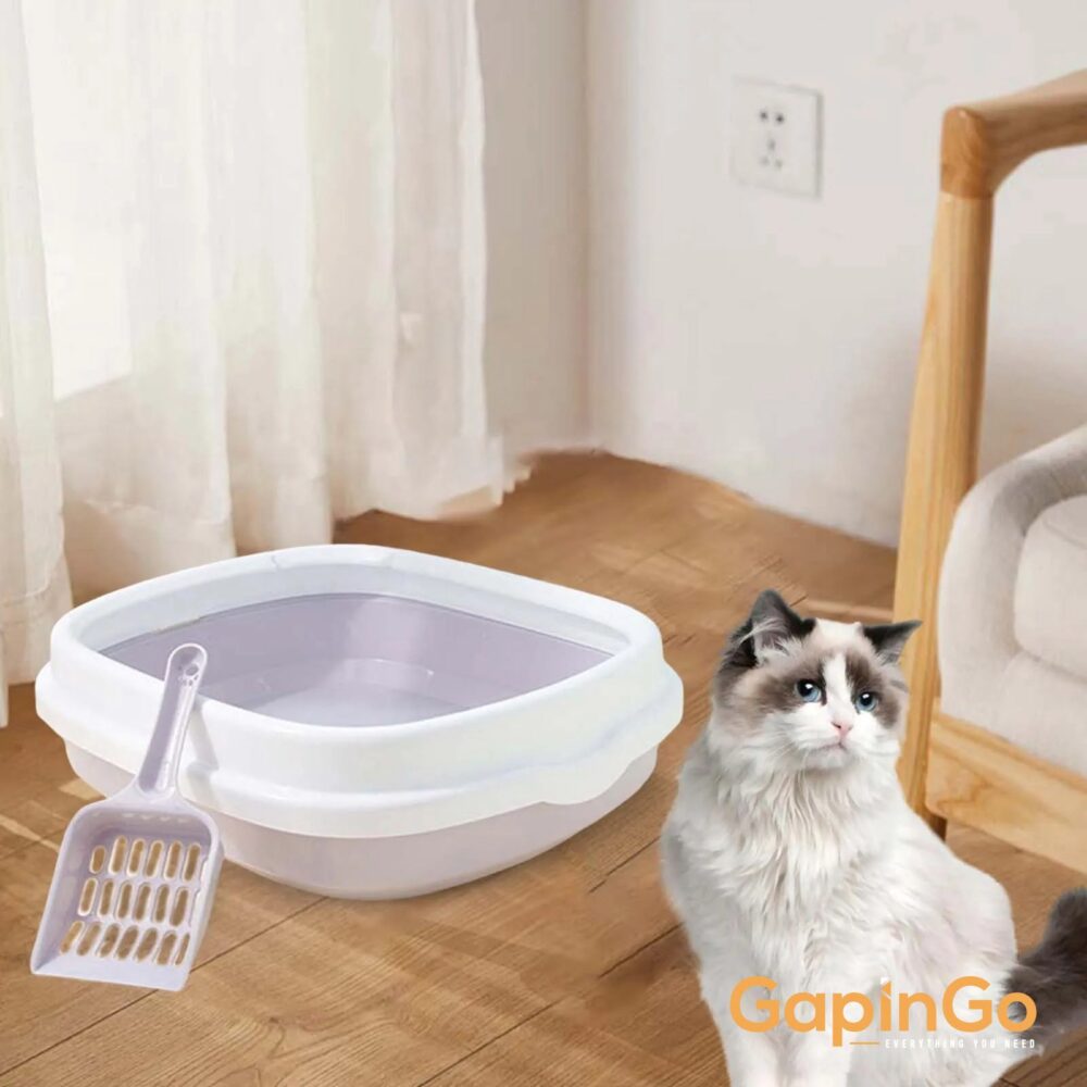 Cat Open Litter Box Pet Toilet Litter Tray Non Stick Semi Enclosed Kitten Puppy Toilet for Living Room Rabbit Litter Box