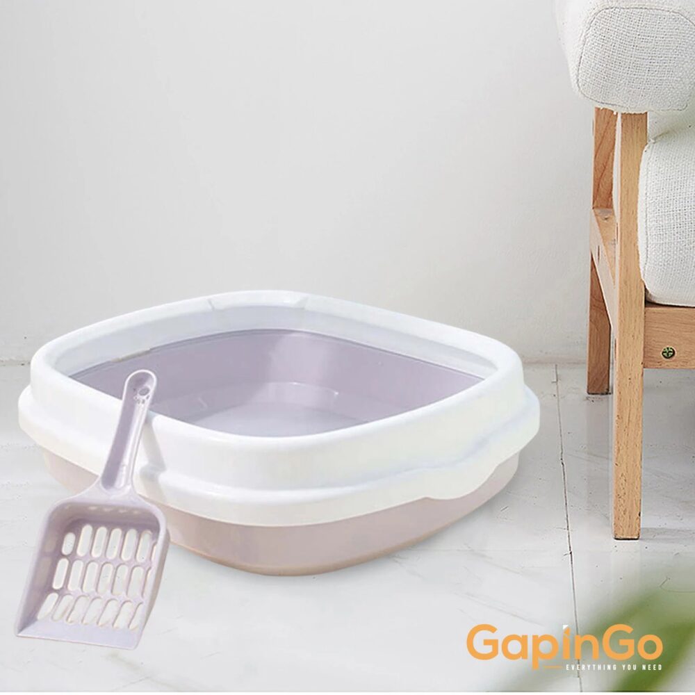 Cat Open Litter Box Pet Toilet Litter Tray Non Stick Semi Enclosed Kitten Puppy Toilet for Living Room Rabbit Litter Box