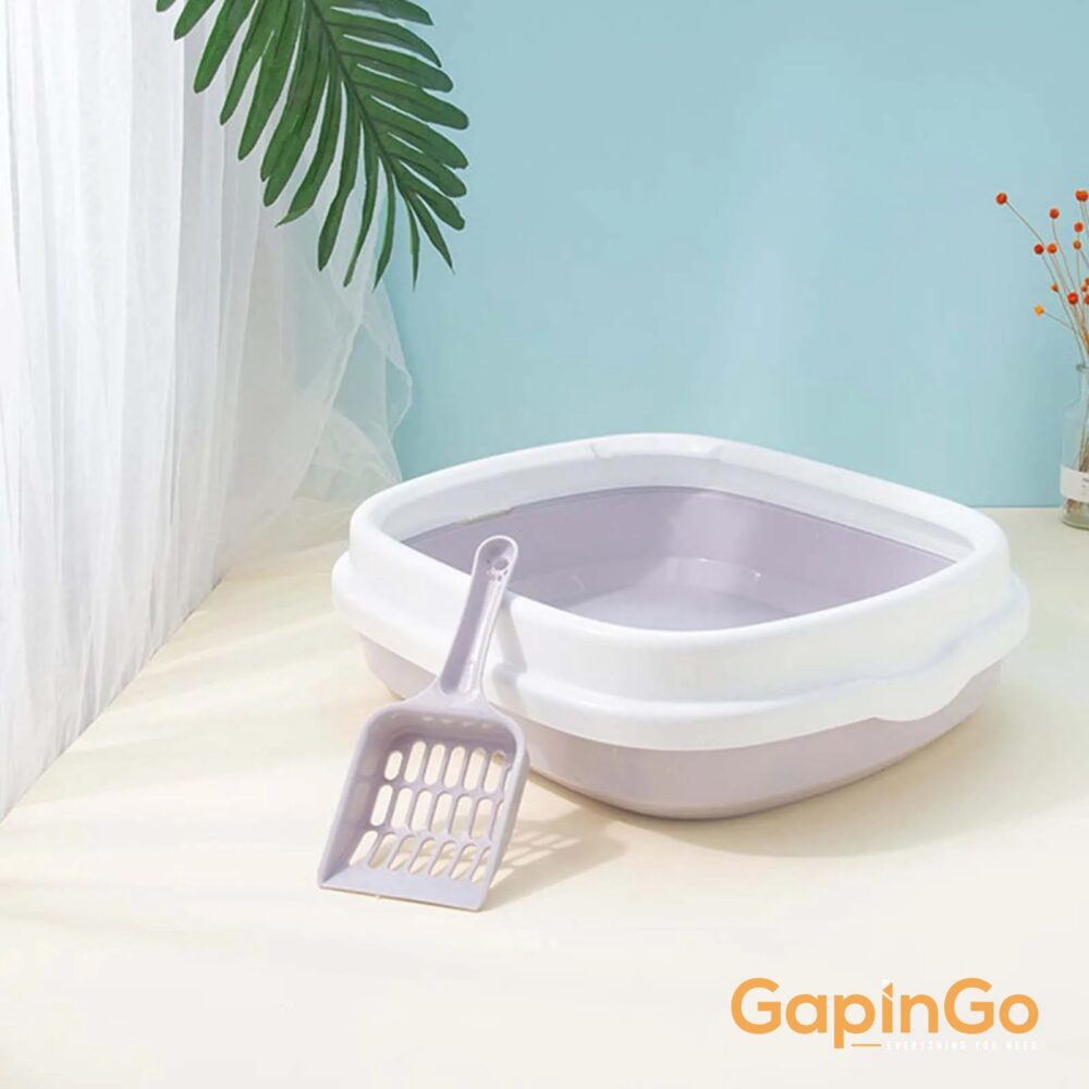 Cat Open Litter Box Pet Toilet Litter Tray Non Stick Semi Enclosed Kitten Puppy Toilet for Living Room Rabbit Litter Box