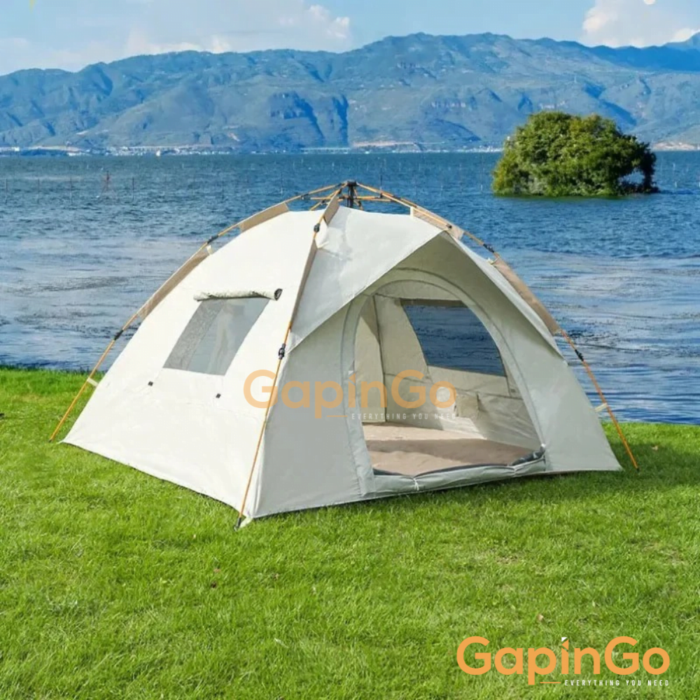 3-4 person Camping Tent Ultra lightweight Outdoor Fully Automatic Folding tents with Silver Glue Coating Thickened Rainproof