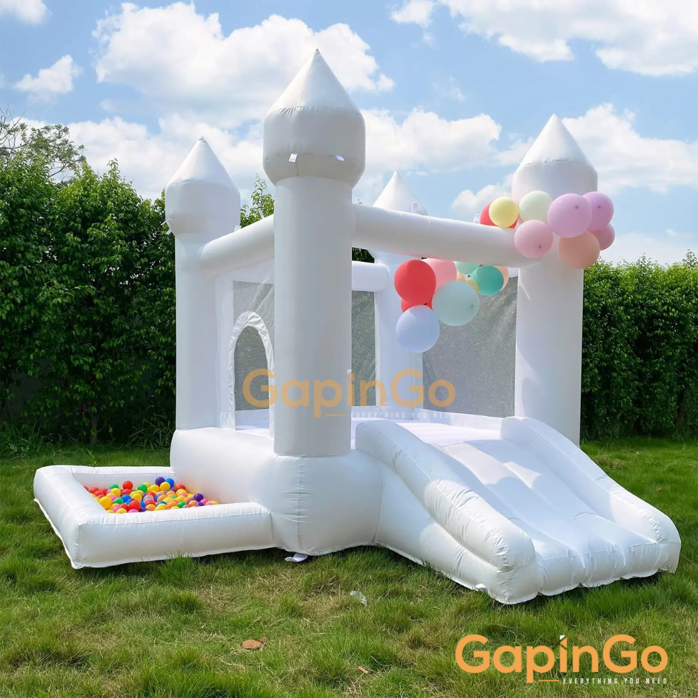 Inflatable Castle With Slide & Ball Pool Trampoline For Wedding Party Events