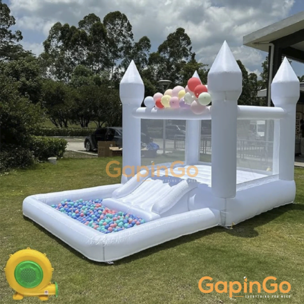 Inflatable castle with Slide Ball pool White trampoline Children's playground Jumping bed Wedding Party Event Rental kids gift