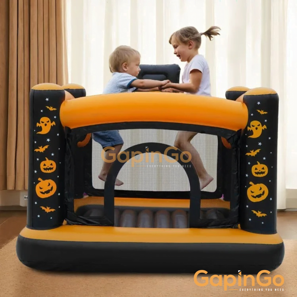 Children Inflatable Castle 175x175x148cm Indoor small trampoline Halloween pumpkin ghost theme Home Jumping bed kids toys