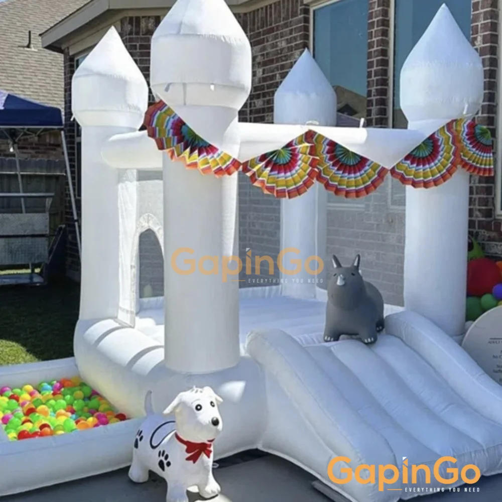 Inflatable Castle With Slide & Ball Pool Trampoline For Wedding Party Events