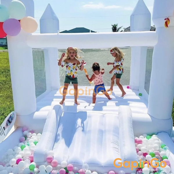 Inflatable castle with Slide Ball pool White trampoline Children's playground Jumping bed Wedding Party Event Rental kids gift