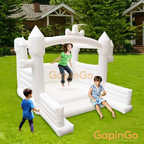 White Inflatable wedding castle trampoline Bounce House with blower Party event Rental kids toy outdoor Jumping bed