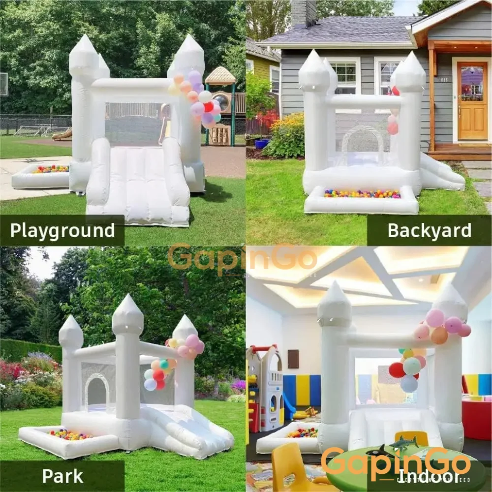 Inflatable Castle With Slide & Ball Pool Trampoline For Wedding Party Events