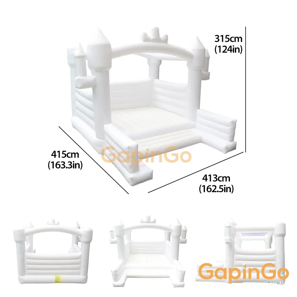 White Inflatable wedding castle trampoline Bounce House with blower Party event Rental kids toy outdoor Jumping bed